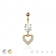 316L SURGICAL STEEL MULTI CZ HEART NON DANGLE BELLY BUTTON NAVEL RING 